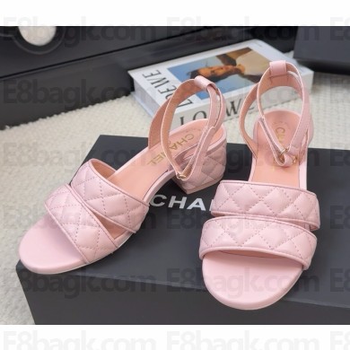 Chanel sandals Lambskin light pink heel 4.5cm G46429 2025