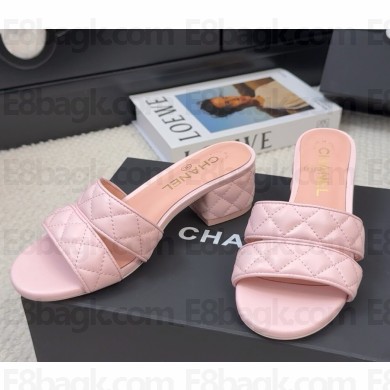 Chanel Mules Lambskin G46480 light pink heel 4.5cm 2025