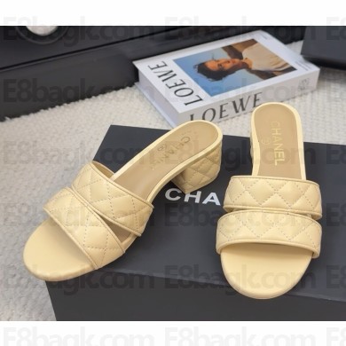 Chanel Mules Lambskin beige G46480 heel 4.5cm 2025