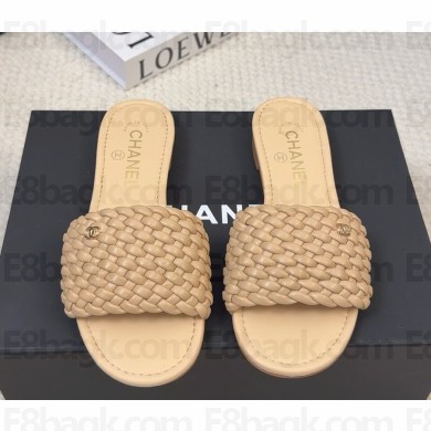 Chanel slides sandals knit beige 031716 2025