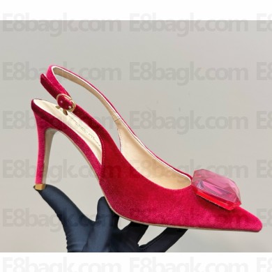 Gianvito Rossi  85mm velvet Jaipur pumps red 2025