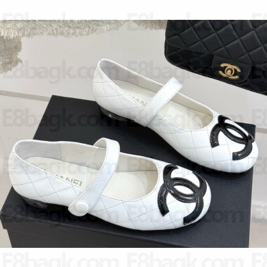 Chanel mary janes lambskin CC logo white 0317-2025