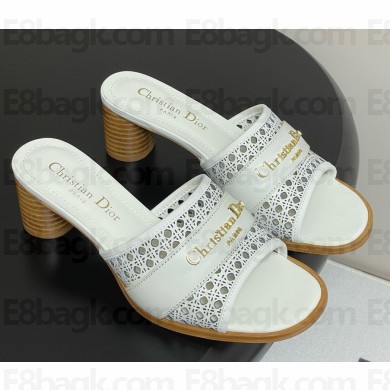 DIOR D-Lane Heeled Slide white Calfskin with Openwork Microcannage Motif heel 5.5cm 2025