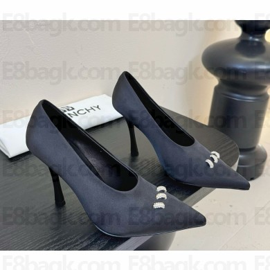 Givenchy crystal-embellished silk pointed pumps black heel 11cm 2025
