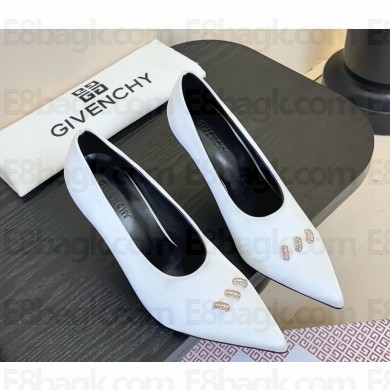 Givenchy crystal-embellished silk pointed pumps white heel 11cm 2025