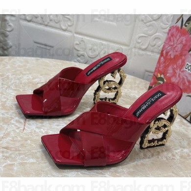 Dolce & Gabbana DG Pop Heel 10.5cm patent leather mules red 2025