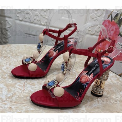 Dolce & Gabbana Heel 10.5cm calfskin with pearl embellished sandals red 2025