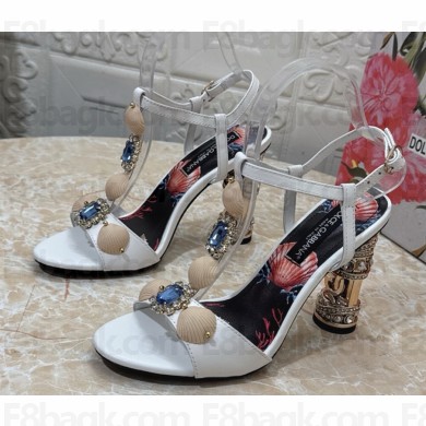 Dolce & Gabbana Heel 10.5cm calfskin with pearl embellished sandals white 2025