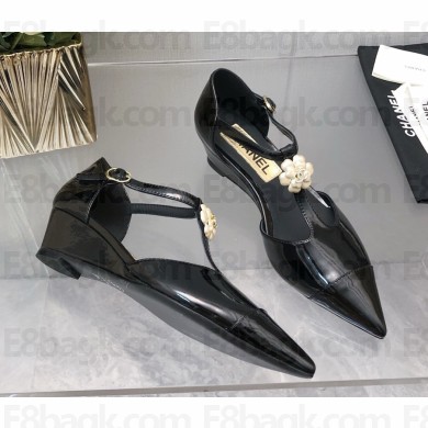 Chanel slingback patent lambskin with Camellia black 2025