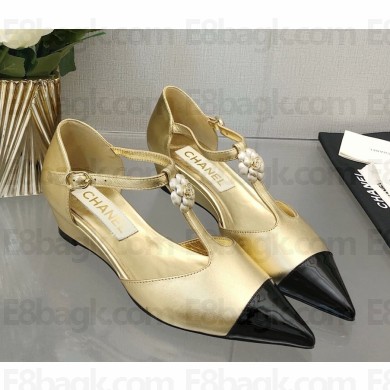 Chanel slingback patent and lambskin with Camellia black/gold 2025