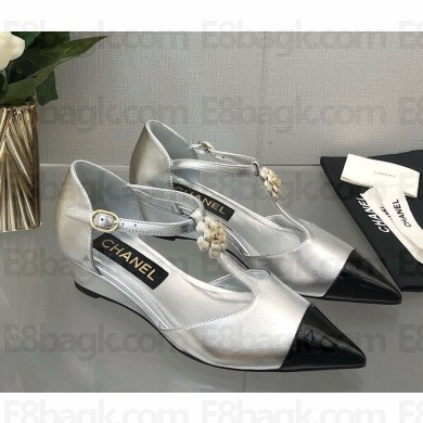 Chanel slingback patent and lambskin with Camellia black/silver 2025