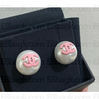 Chanel Stud Earrings Metal, Resin Gold, Pearly White & Pink ABF364 2025