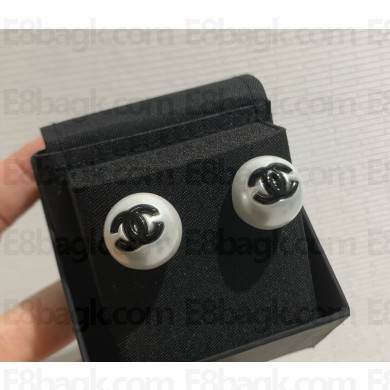 Chanel Stud Earrings Metal, Resin Gold, Pearly White & Black ABF364 2025