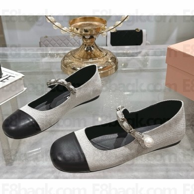 MIU MIU Canvas and leather mary janes Black/Brandy 2025