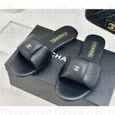Chanel lambskin slide sandals black 031901 2025