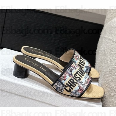 Dior Dway Heeled Slide Embroidered Cotton heel 3.5cm 20 2025
