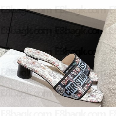 Dior Dway Heeled Slide Embroidered Cotton heel 3.5cm 22 2025