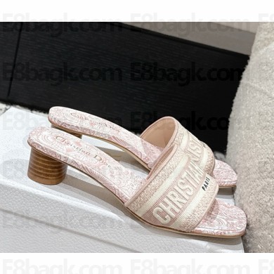 Dior Dway Heeled Slide Embroidered Cotton heel 3.5cm 23 2025