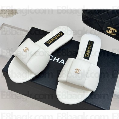Chanel lambskin slide sandals white 031903 2025