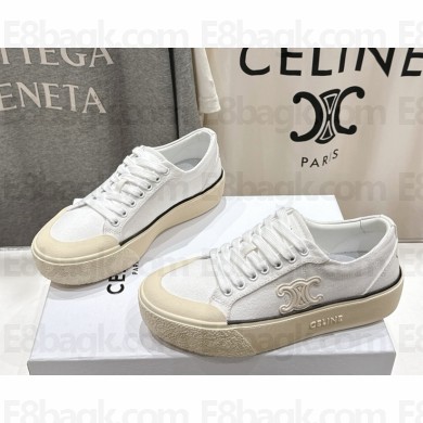 CELINE platform ALAN SNEAKERS WITH TRIOMPHE IN Canvas WHITE 2025