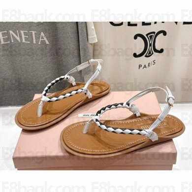 MIU MIU flip-flops sandals knit and leather 03 2025