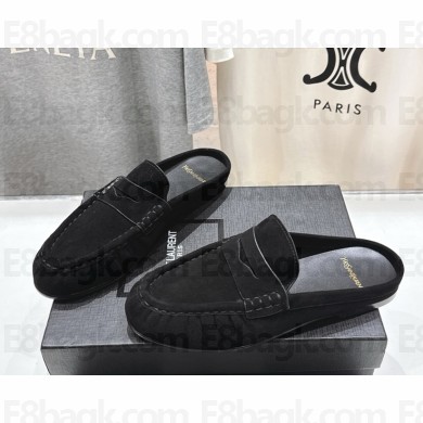 Saint Laurent suede leather mules black 2025