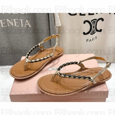 MIU MIU flip-flops sandals knit and leather 01 2025