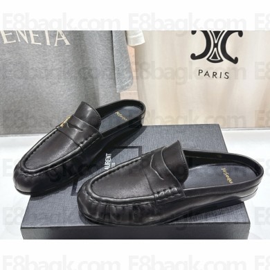 Saint Laurent calf leather mules black 2025