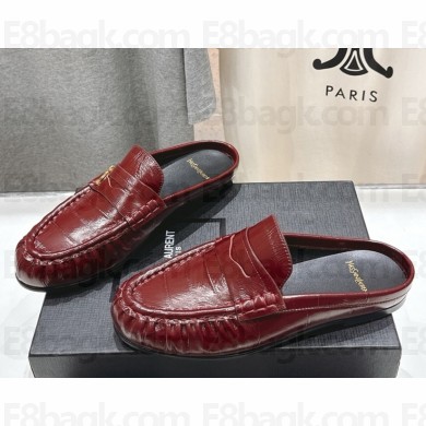 Saint Laurent calf leather mules burgundy 2025
