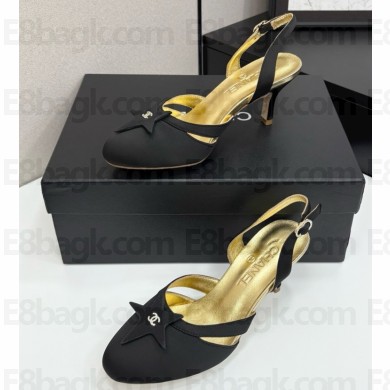 Chanel slingbacks satin with star black 2025