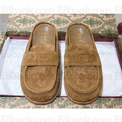 Gucci Women's mule with Double G 817468 Light brown GG suede 2025