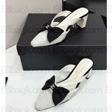 Chanel slingbacks pumps mesh mules with bow white 2025