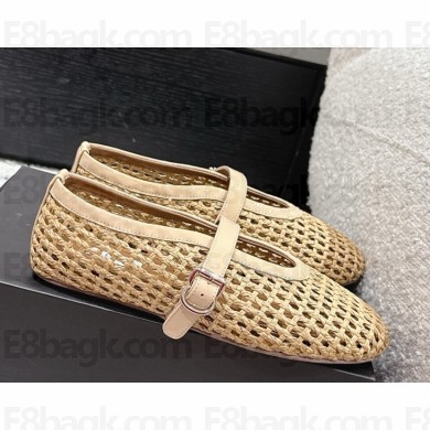 Alaïa Fishnet ballerina shoes open knit gold 2025