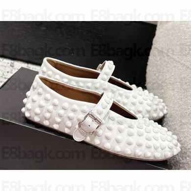 Alaia Ballet Flats calfskin with Pyramid Studs white 2025