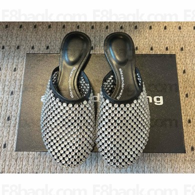 ALEXANDER WANG Rhodes slippers with crystal embellishment silver 2025