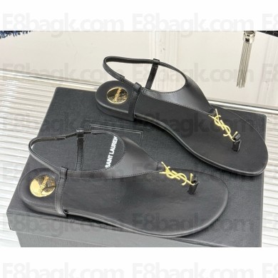 Saint Laurent cassandra sandals in smooth leather black 2025