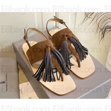Brunello Cucinelli suede sandals with tassel detail brown 2025