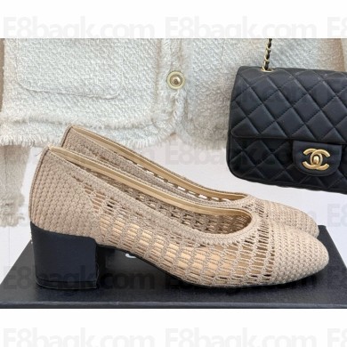 Chanel Ballet flats Raffia Beige G46352 heel 5cm 2025