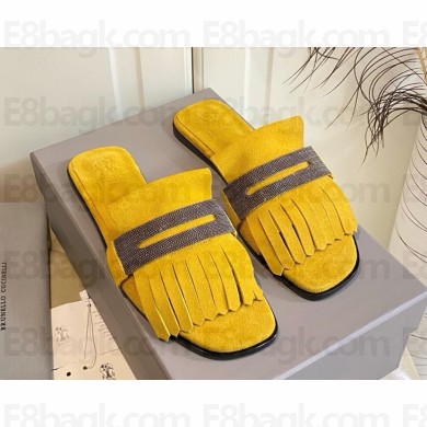Brunello Cucinelli Monile slides with tassel detail yellow 2025