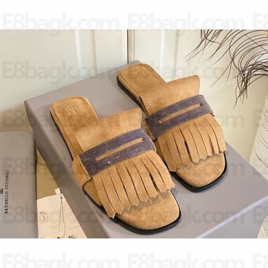 Brunello Cucinelli Monile slides with tassel detail beige 2025