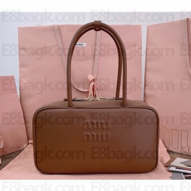 MIU MIU Medium Beau leather top-handle bag 5bb172 Oak 2025