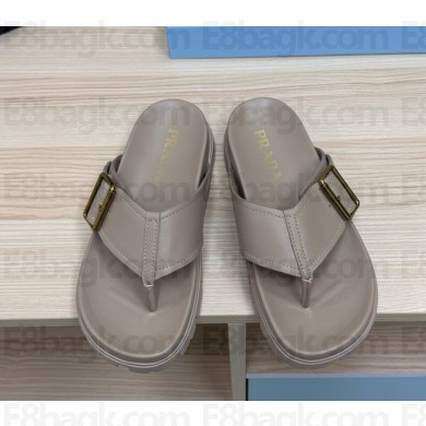 Prada calf leather slides sandals flip-flop grey 2025