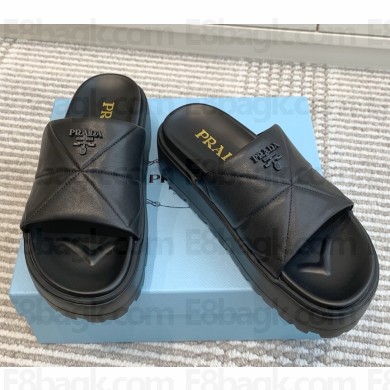 Prada nappa leather slides black platform 4.5cm 2025