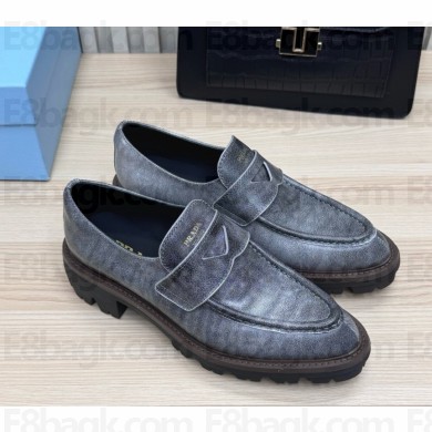 Prada calf leather loafers grey 2025