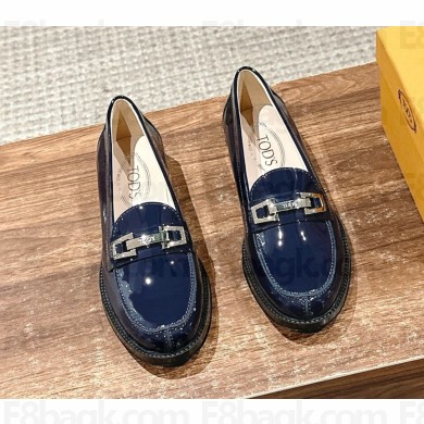 TOD'S patent calfskin loafers dark blue 2025