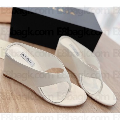 Alaïa CUBE THONG MULES IN SATIN white heel 6.5cm 2025