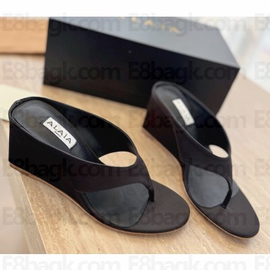 Alaïa CUBE THONG MULES IN SATIN black heel 6.5cm 2025