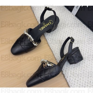 Chanel slingback pumps lambskin black 032701 2025