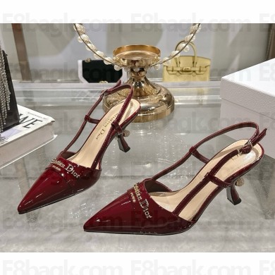 DIOR Slingback Pump Burgundy Patent Calfskin heel 8cm 2025