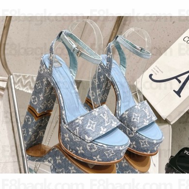 Louis Vuitton SILHOUETTE platform sandal Monogram denim light blue heel 11.5cm platform 4cm 2025
